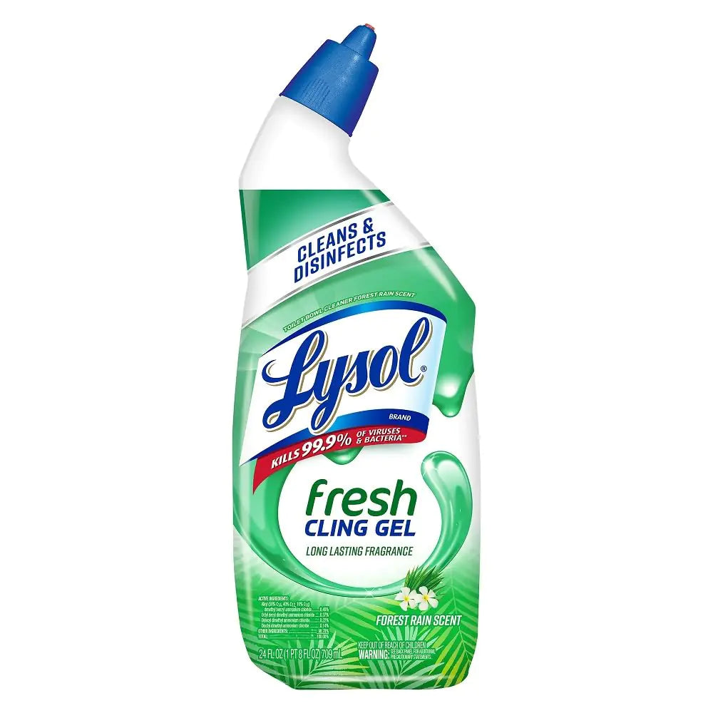 Lysol Toilet Bowl Cleaner Gel For Cleaning and Disinfecting Stain Removal Forest Rain Scent 24oz