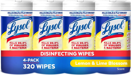 Lysol Disinfectant Wipes Lemon and Lime Blossom (Pack of 4)