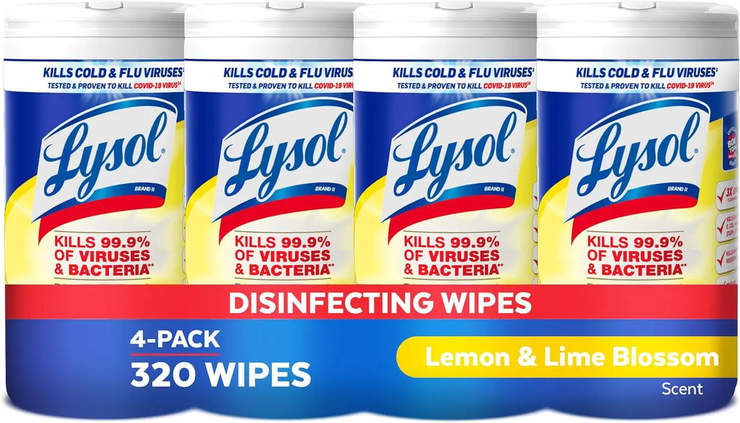 Lysol Disinfectant Wipes Lemon and Lime Blossom (Pack of 4)