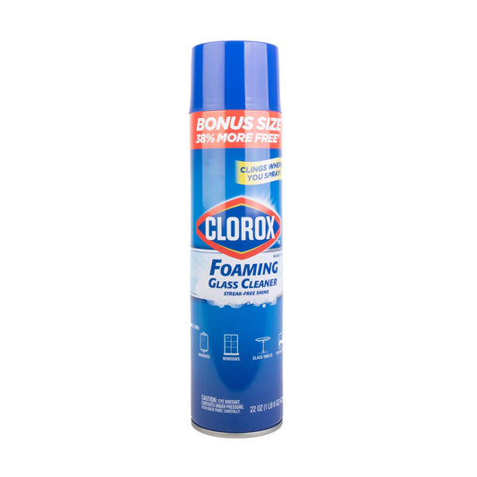 Clorox Foaming Glass Cleaner Aerosol | All Purpose Window And Glass Cleaner Spray | Washes Away Dirt | Streak-Free & No-Drip formula Glass Cleaners for Windows and Mirrors 22 Oz - 1 Pack