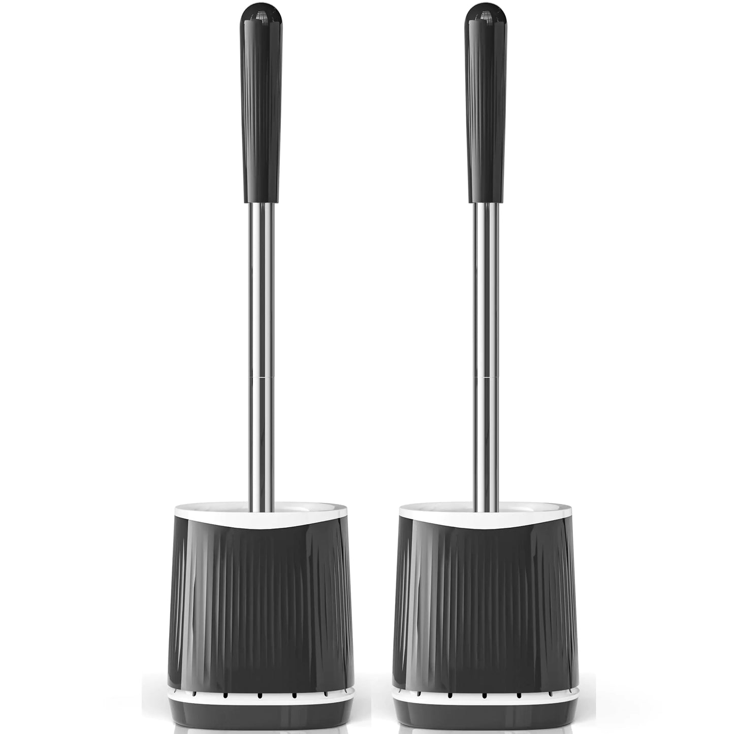 TRENTI Toilet Brush Toilet Brush and Holder Set Bristles Toilet Bowl Brush Head with Ventilated Holder Wall Mounted Compact Toilet Brush Set for Bathroom Deep Cleaning (2 Black)