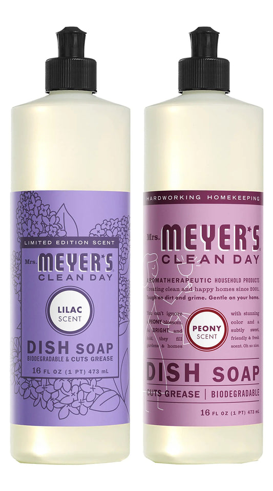 Mrs. Meyers Liquid Dish Soap Variety Pack 1 Lilac Dish Soap 1 Peony Dish Soap 2 CT
