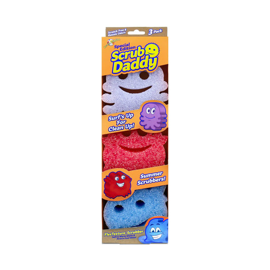 Scrub Daddy Sponge - Summer Shapes - Non- Scratch Scrubbers for Dishes and Home - 3ct
